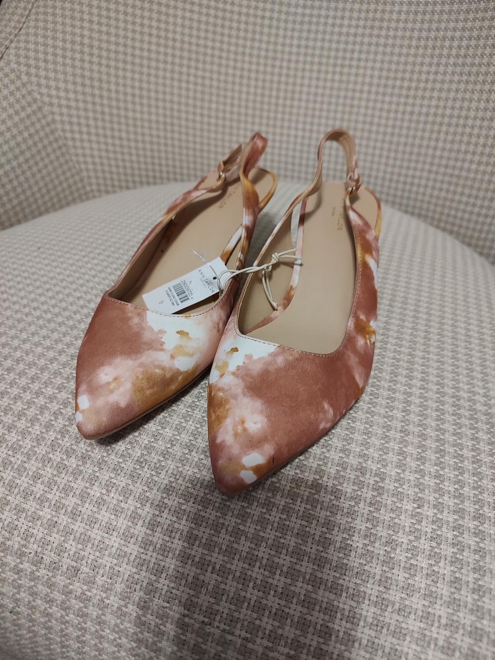 Women's Rose-Tan Satin Slingback Flats
